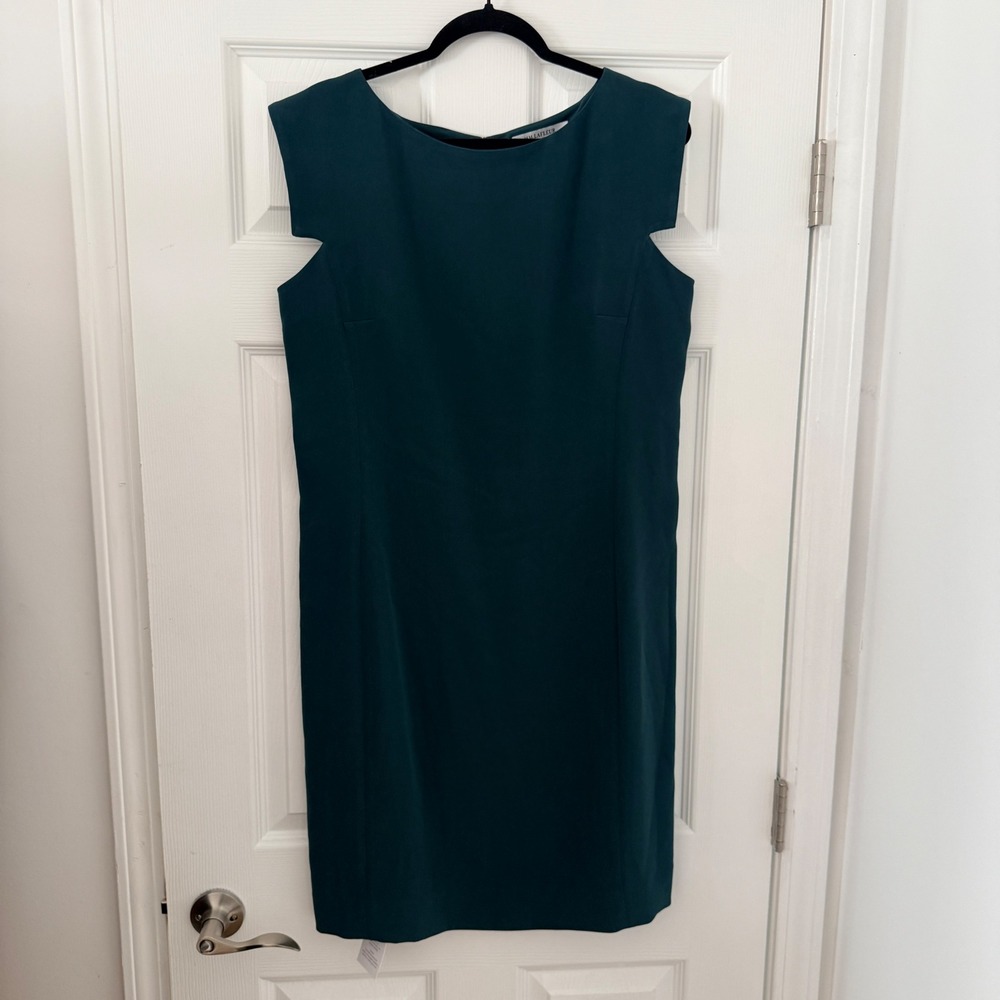 MM.LaFleur Etsuko Dress Womens 12 Deep Teal Green Cap Sleeve Sheath Workwear NEW